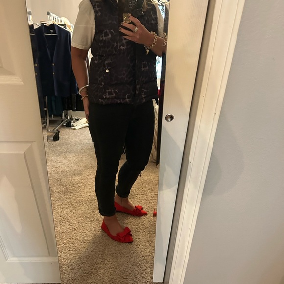 Michael Kors Gorpcore Outdoor Leopard Print Quilted Vest, Silver Zipper Sz L - Picture 15 of 15